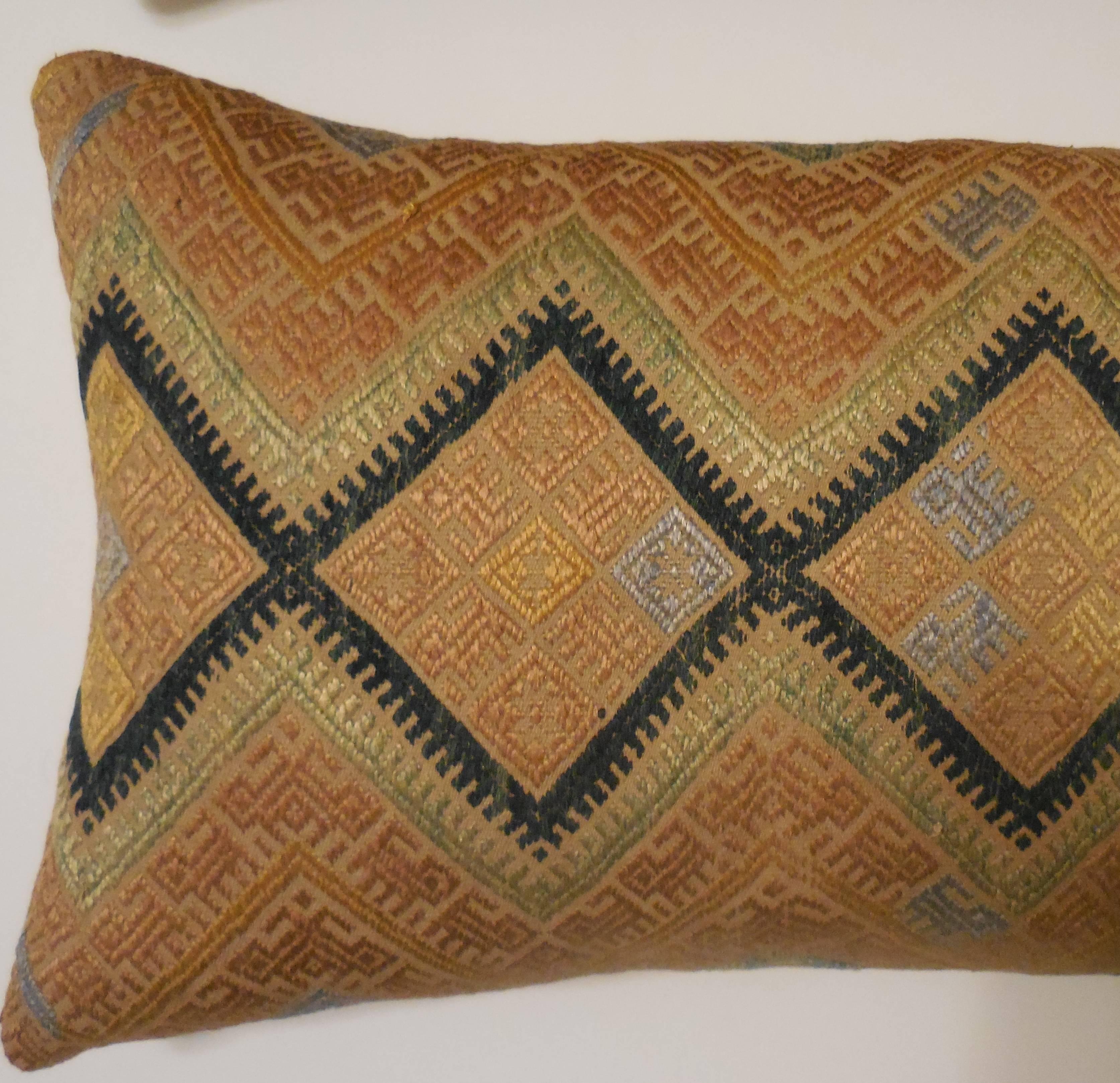 Turkish Pair of Antique Suzani Fragment Pillows 