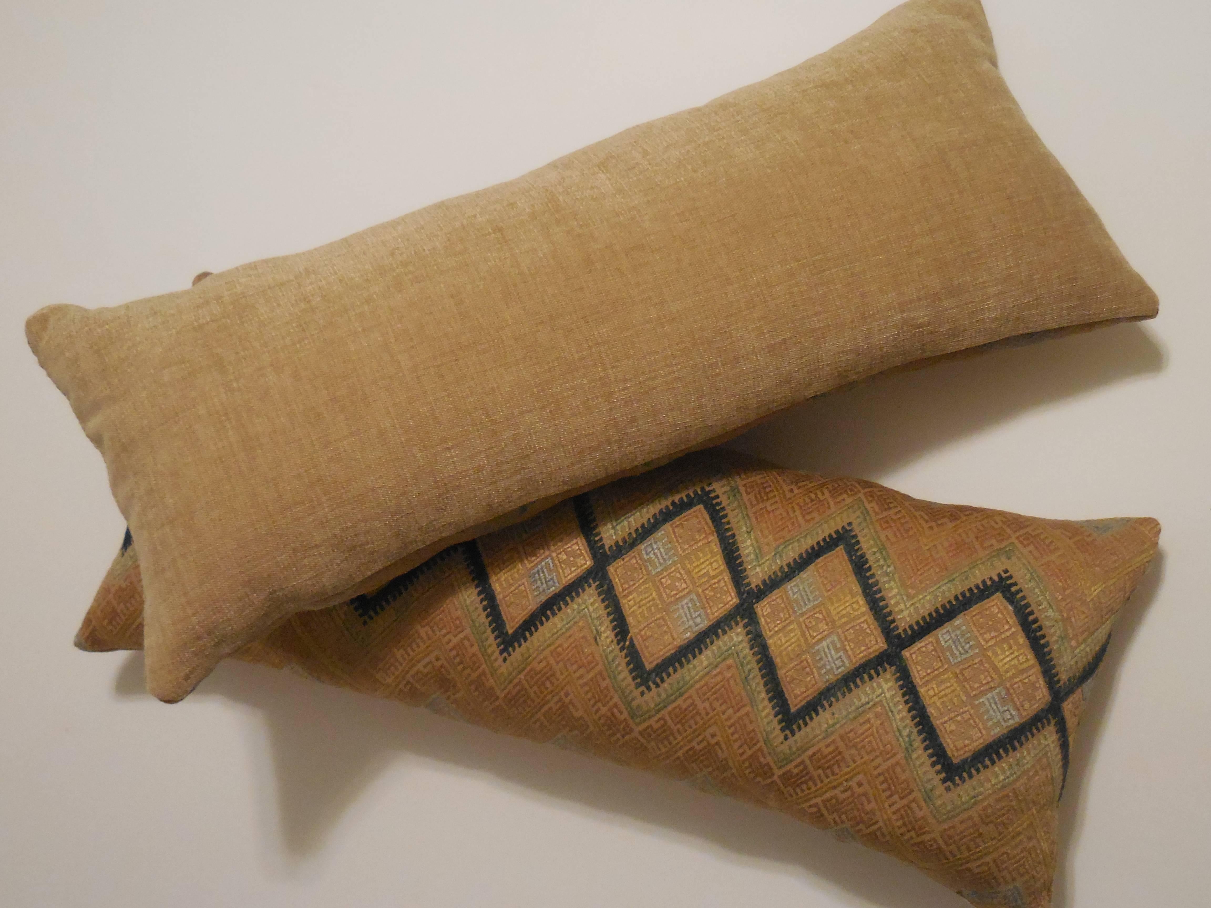 Pair of Antique Suzani Fragment Pillows  4