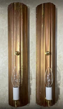 One Of A Kind Pair of Joseph Malekan Repurposed Solid Bronze Column Wall Sconces