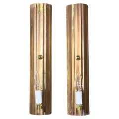 One Of A Kind Pair of Joseph Malekan Repurposed Solid Bronze Column Wall Sconces