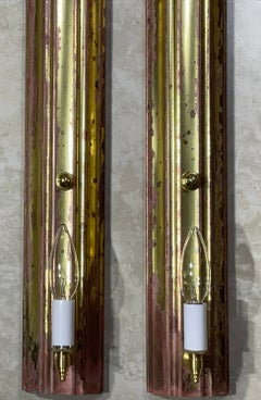 One Of A Kind Pair of Joseph Malekan Repurposed Solid Bronze Column Wall Sconces