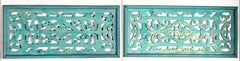 Pair of Antique Solid Brass Openwork Wall Hangings / Architectural Grilles