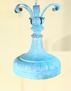 Exquisite 19th-Century Salvage Solid Copper Chandelier / Ceiling Light Fixture