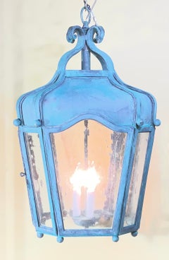 Exquisite Vintage Verdigris Hand -Forge Iron Hanging Lantern / Chandelier.