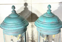 Pair of Vintage Solid Brass Wall Lanterns /Sconces 22”x10”x11”.5