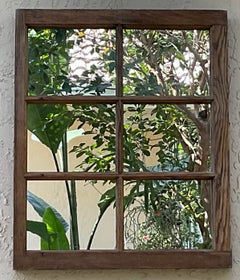Vintage Rustic Wood Window Pane Wall Mirror  Salvaged North Carolina Mountain