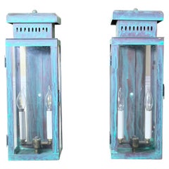 Large Stunning Pair of Solid Copper Wall Lanterns