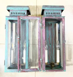 Large Stunning Pair of Solid Copper Wall Lanterns