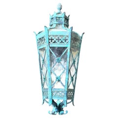 Magnificent Single Vintage Bronze & Brass Hexagonal Wall Lantern Sconce