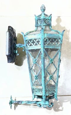 Magnificent Single Vintage Bronze & Brass Hexagonal Wall Lantern Sconce