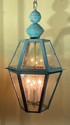 Large Single Solid Copper Hanging Lantern. 27” x 16”