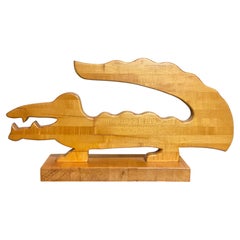 Handcrafted Solid Wood Alligator / Crocodile Sculpture
