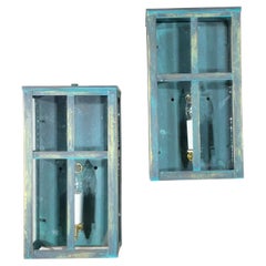 Exquisite Vintage Verdigris Brass Wall Lanterns / Sconces – Pair