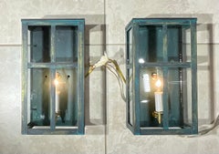 Exquisite Vintage Verdigris Brass Wall Lanterns / Sconces – Pair