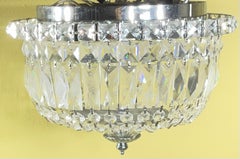Matching Pair of Vintage-Style Crystal Flush Mount Ceiling Lights / Chandelier