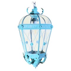 Vintage Solid Brass Hanging Lantern - Neoclassical Architectural Pendant Light