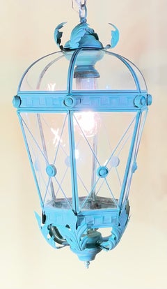 Vintage Solid Brass Hanging Lantern - Neoclassical Architectural Pendant Light