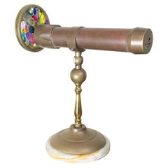 Superbe kaléidoscope vintage à deux roues, avec socle en laiton massif et onyx