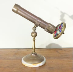 Superbe kaléidoscope vintage à deux roues, avec socle en laiton massif et onyx