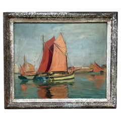 Early 20th Century French Impressionist Harbor Painting / Lucien Lefebvre\-Foine