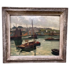 Dipinto a olio di una scena portuale in stile impressionista francese  Lucien Lefebvre-Foinet, Parigi