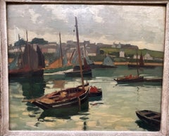 Dipinto a olio di una scena portuale in stile impressionista francese  Lucien Lefebvre-Foinet, Parigi
