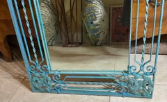 Antique Wrought Iron Gate Mirror – Repurposed Architectural Salvage