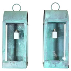 Pair of Custom Hand-Crafted Solid Copper Wall Lanterns -17”x 6”25 wide x 7”deep