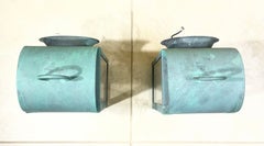 Pair of Custom Hand-Crafted Solid Copper Wall Lanterns -17”x 6”25 wide x 7”deep