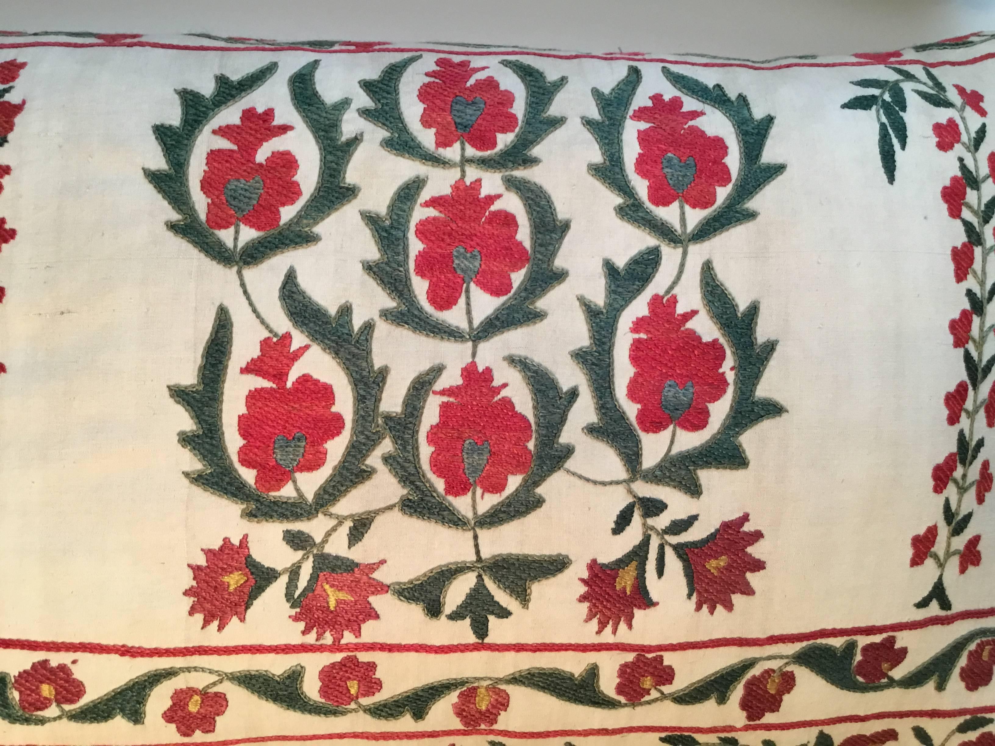 Cotton Pair of Vintage Suzani Pillows