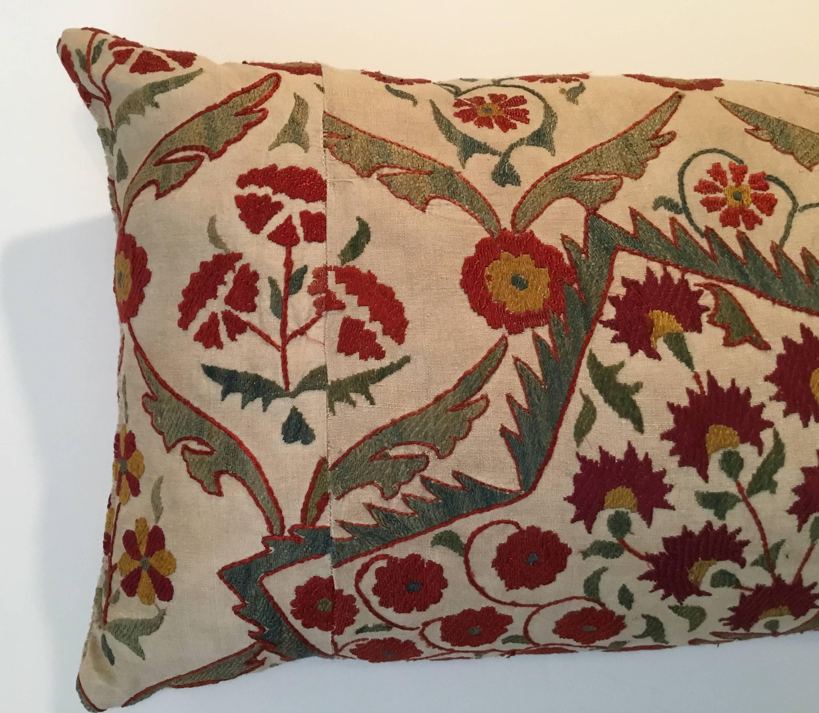 Large Embroidery Suzani Pillow In Excellent Condition In Delray Beach, FL