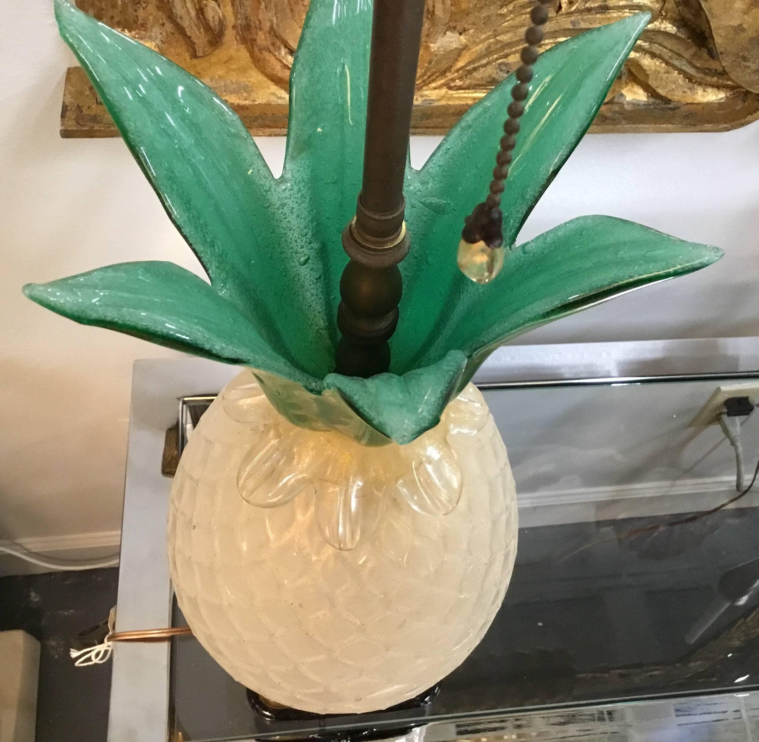 Mid-20th Century Vintage Italian Pineapple Murano Glass Lamp