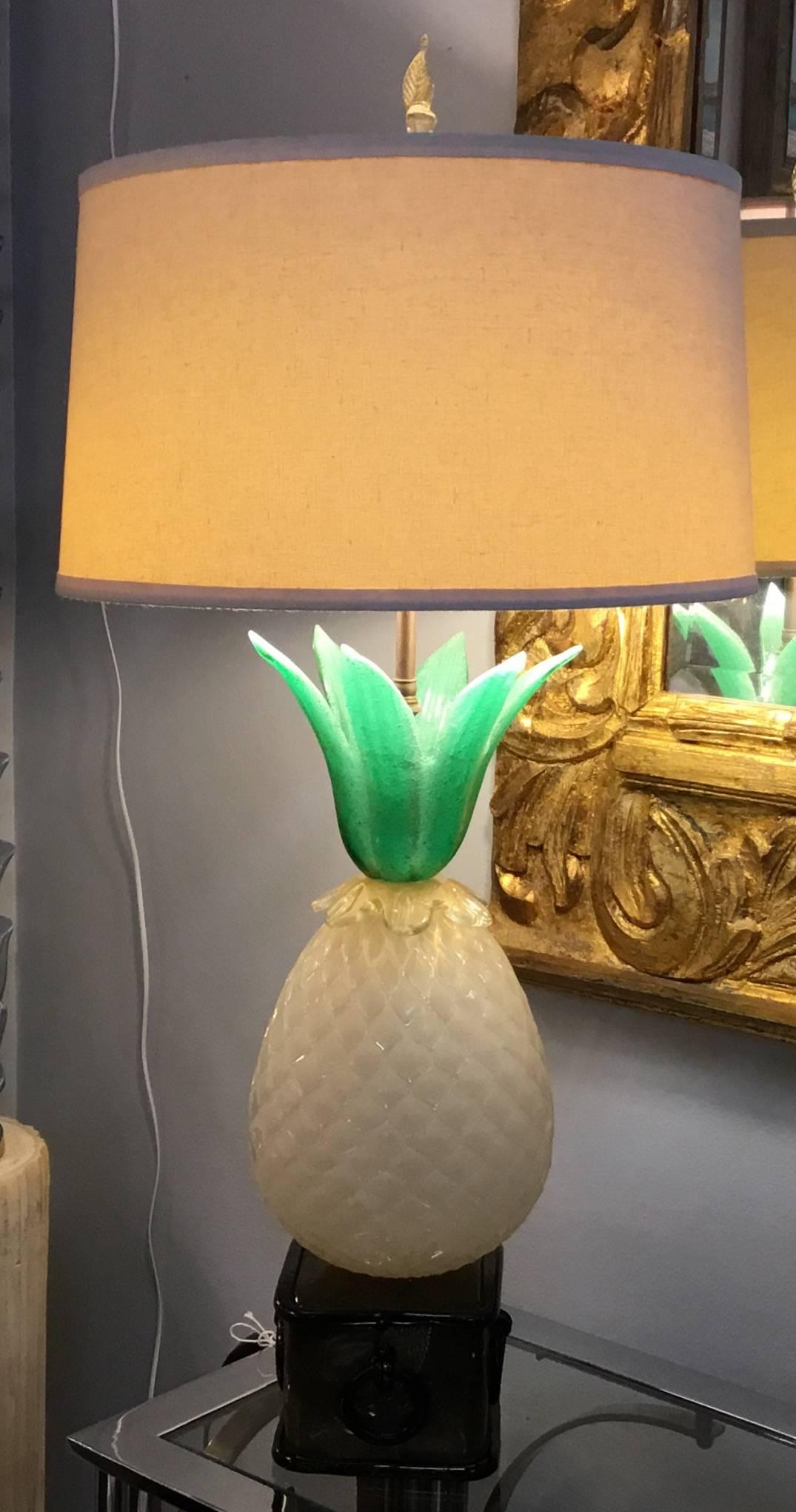 Vintage Italian Pineapple Murano Glass Lamp 1