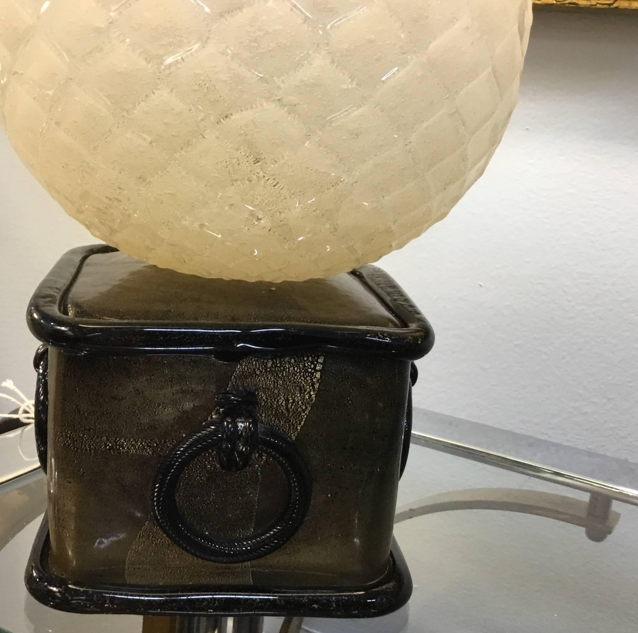 Vintage Italian Pineapple Murano Glass Lamp 2