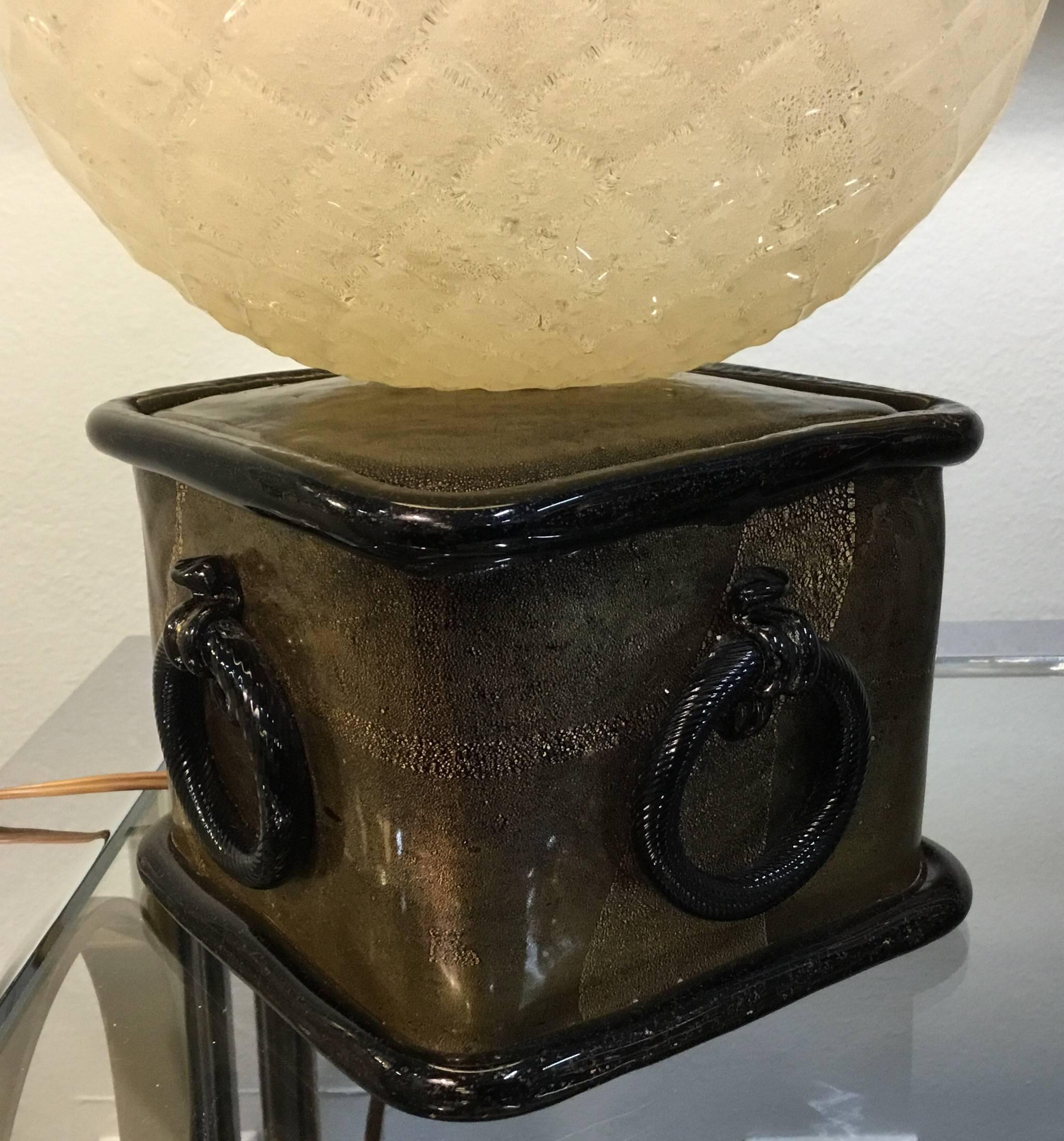Vintage Italian Pineapple Murano Glass Lamp 3