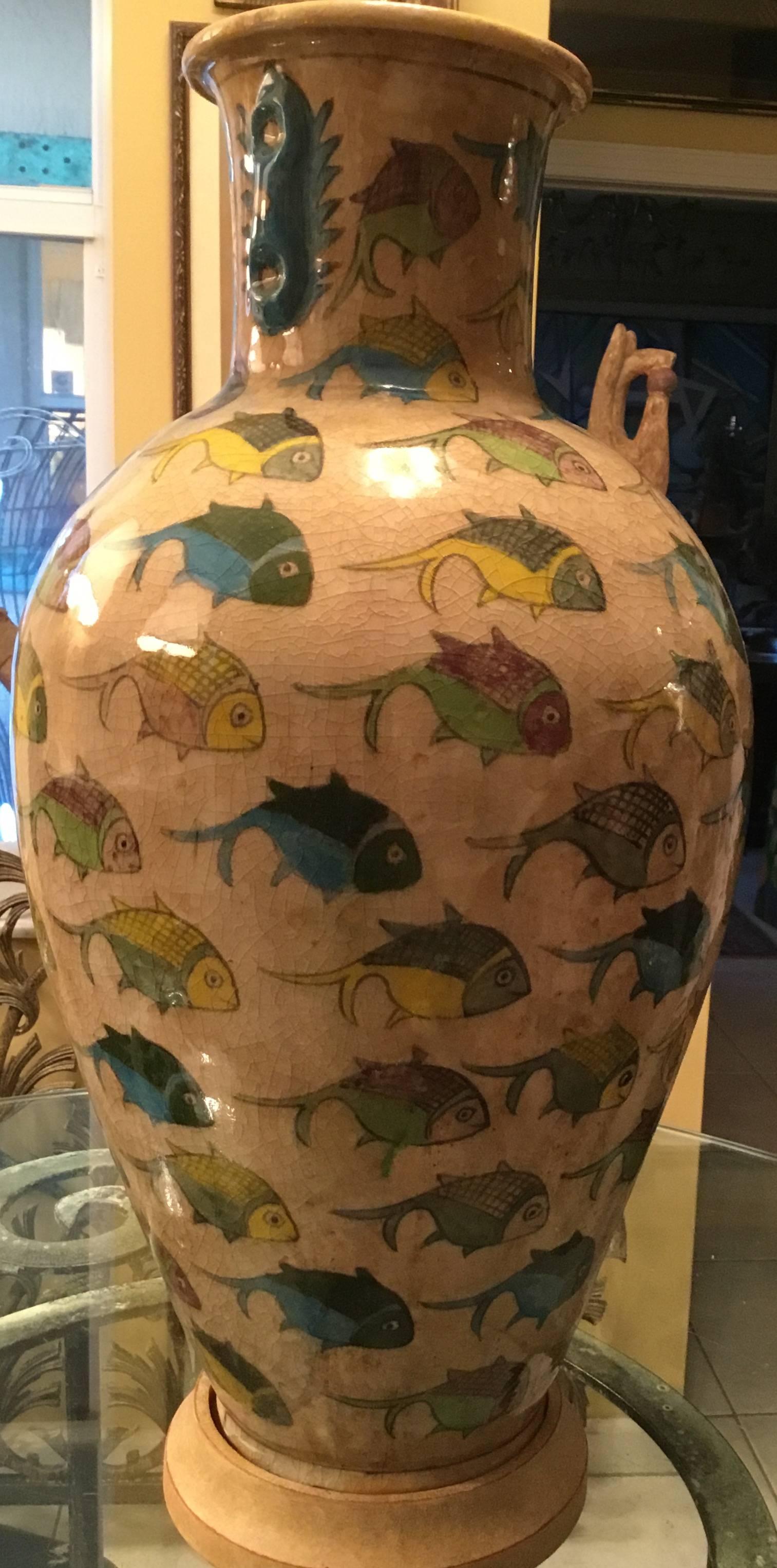 20th Century Antique Persian Ceramic Table Lamp