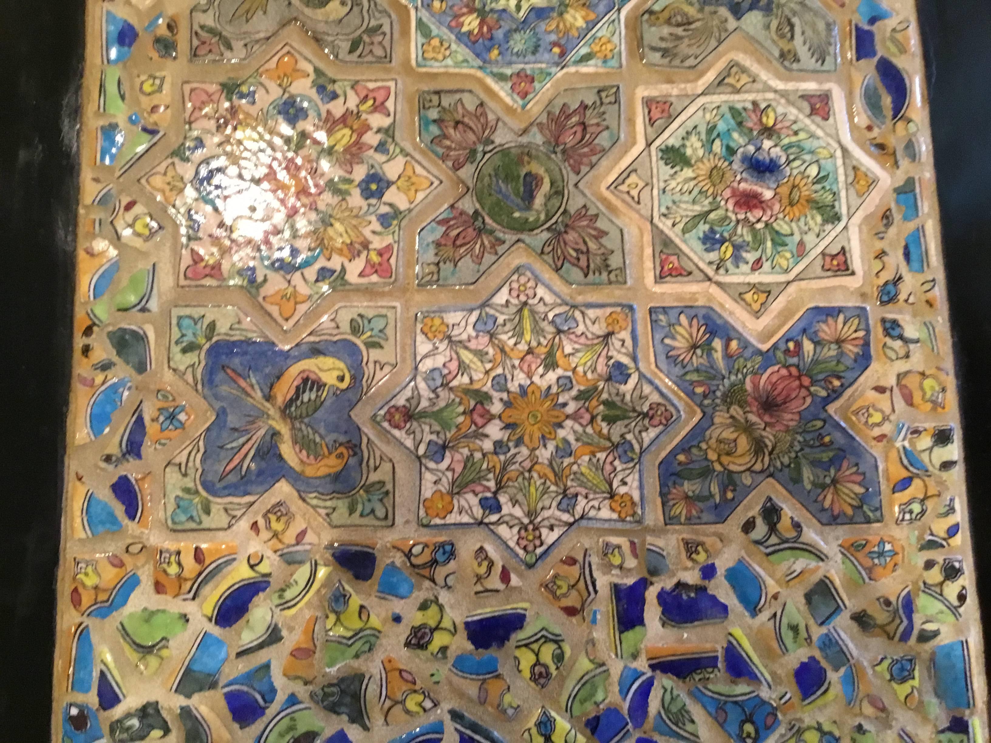 Large Persian Tile Coffee Table In Excellent Condition In Delray Beach, FL