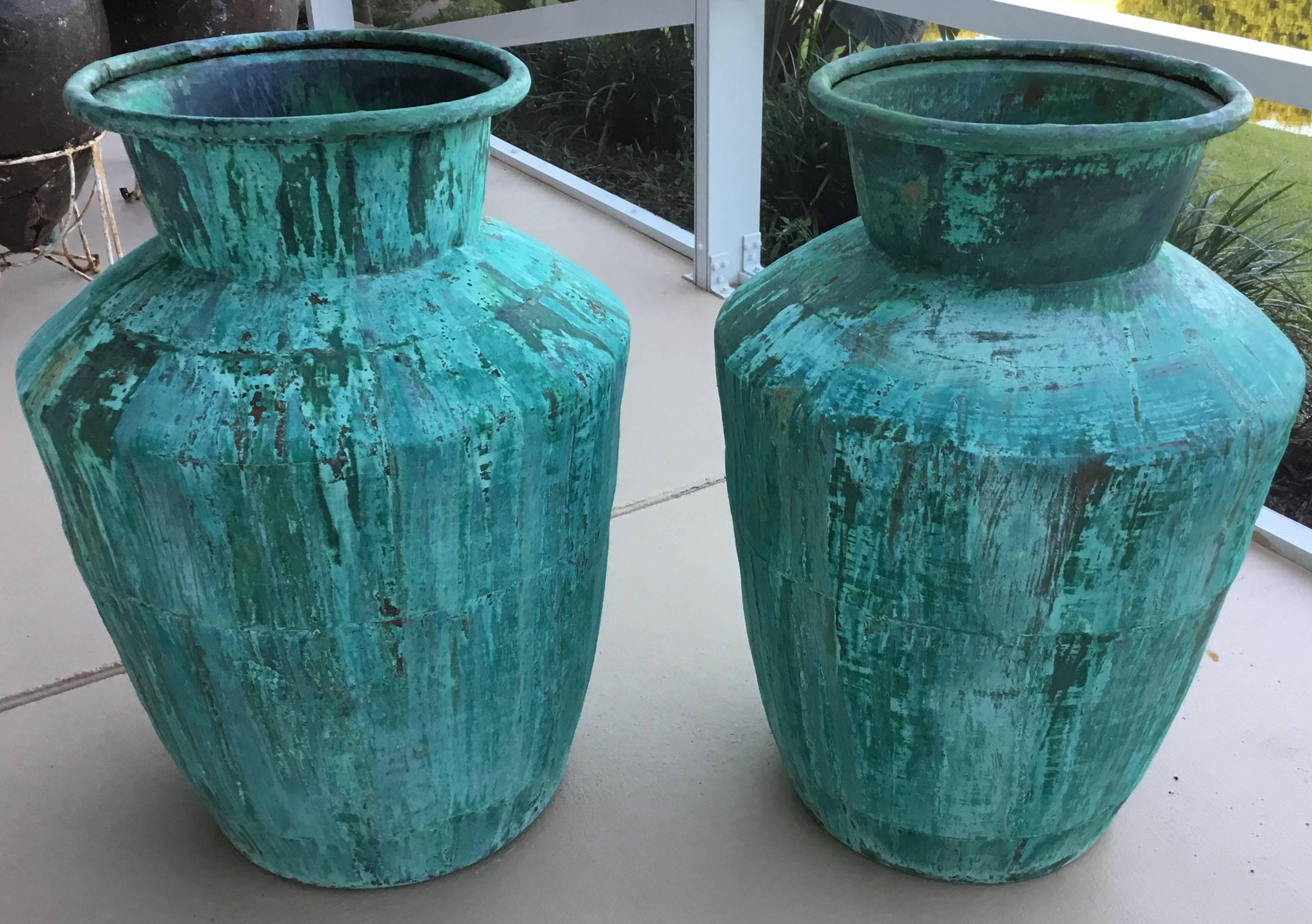 Large Pair of Architectural Copper Jardinieres 1