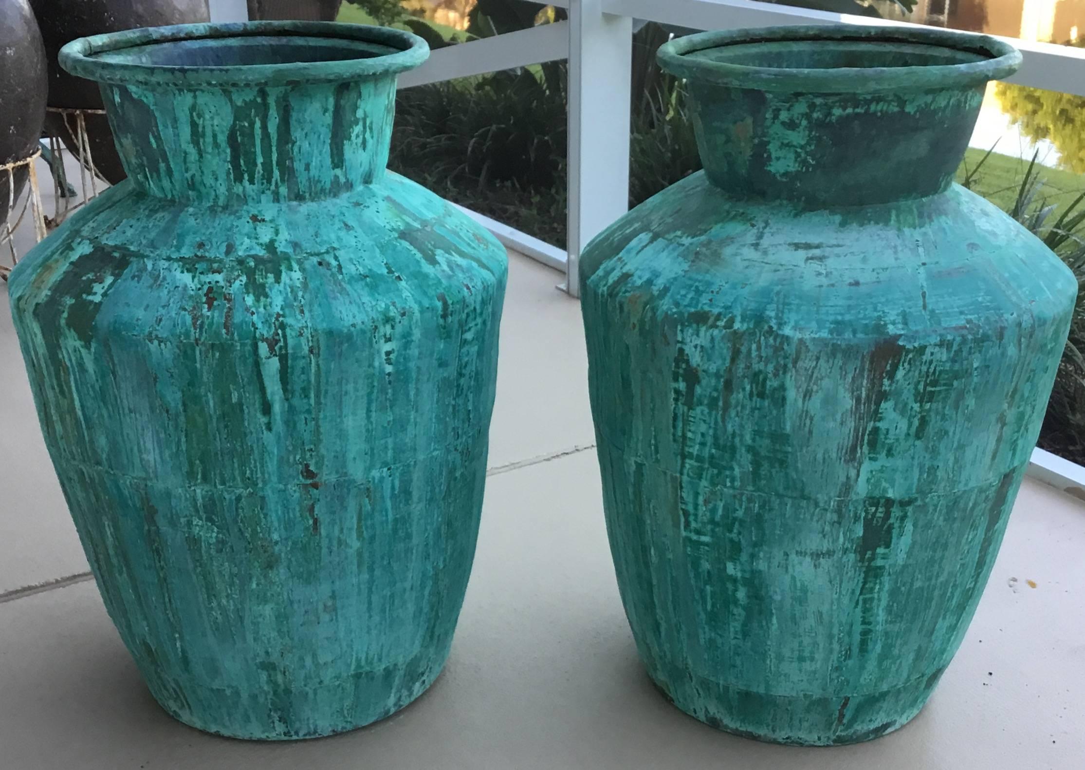 Large Pair of Architectural Copper Jardinieres 2