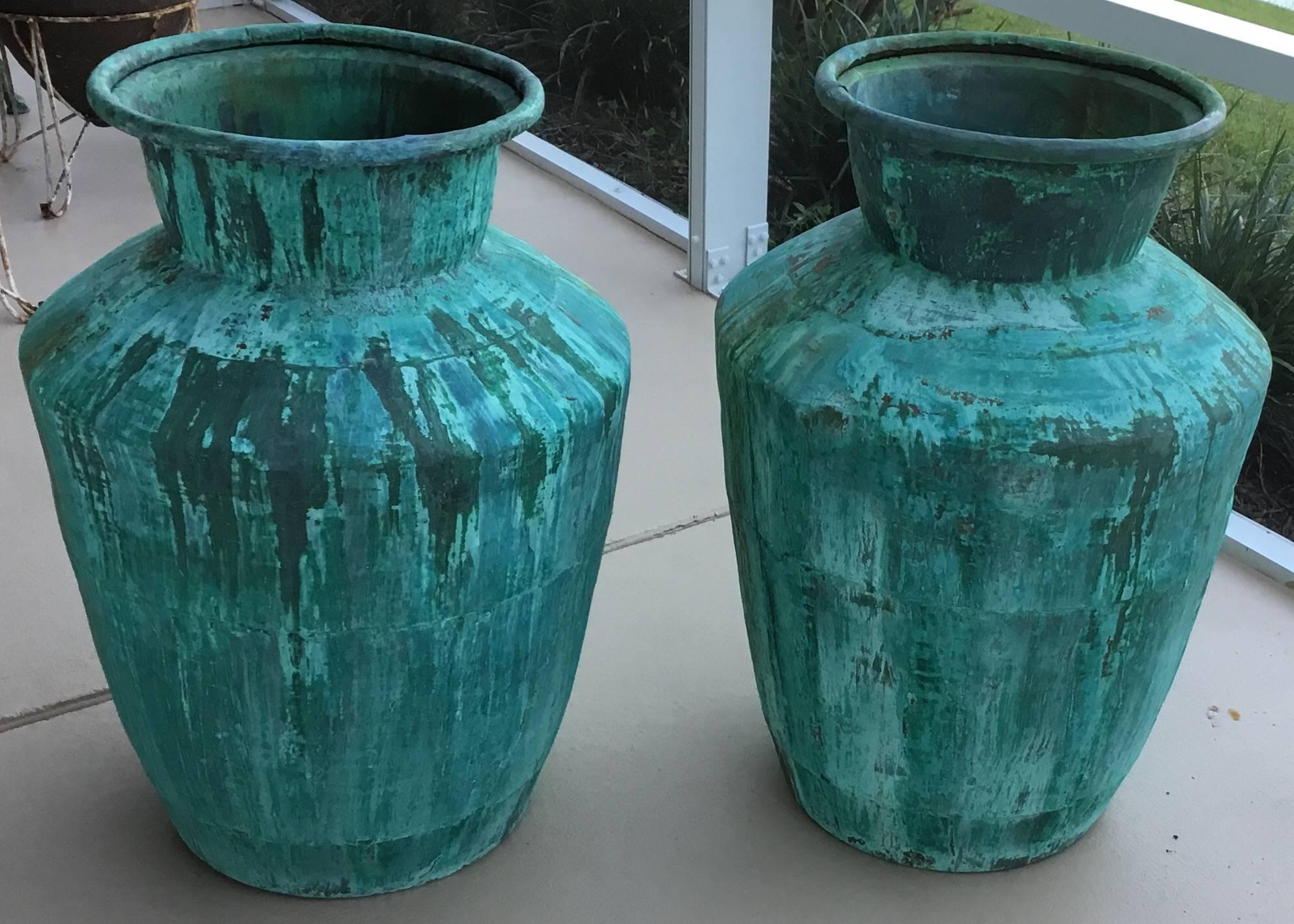 Large Pair of Architectural Copper Jardinieres 3