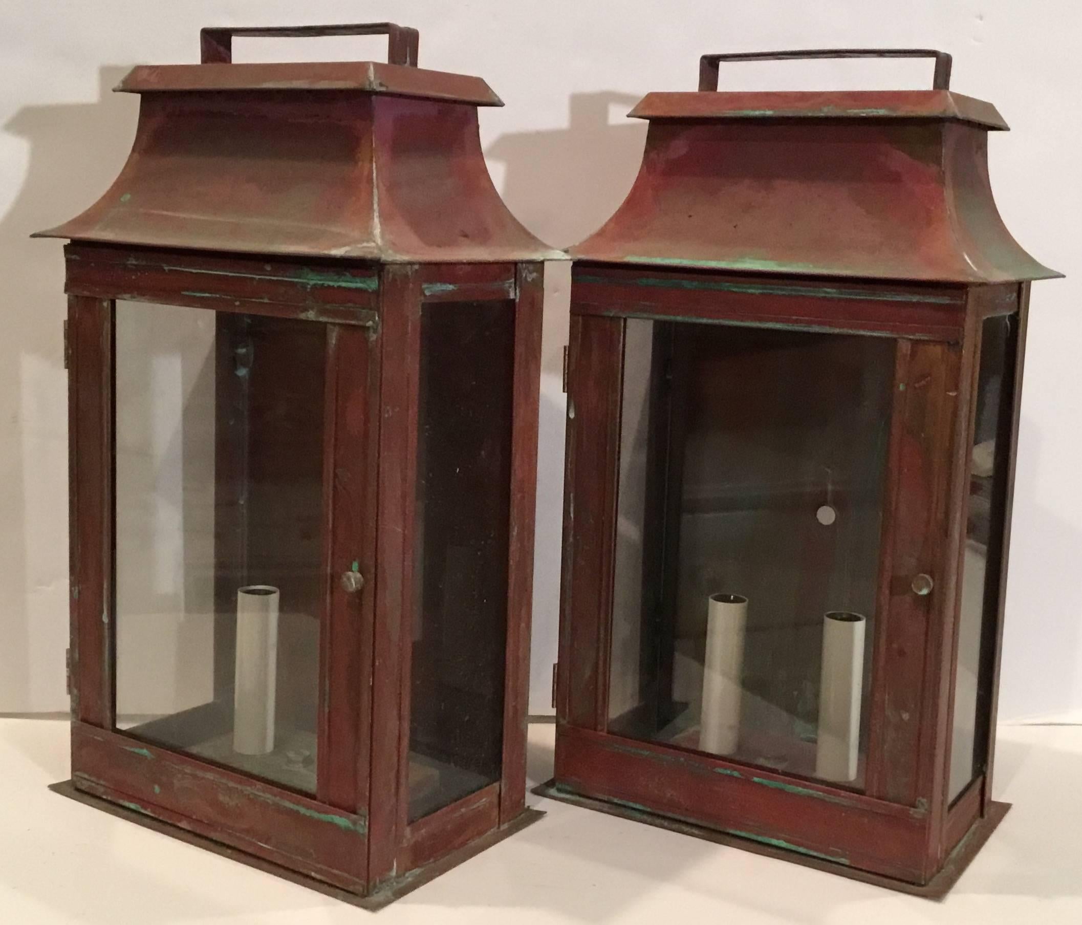 Pair of Copper Wall Lantern 3