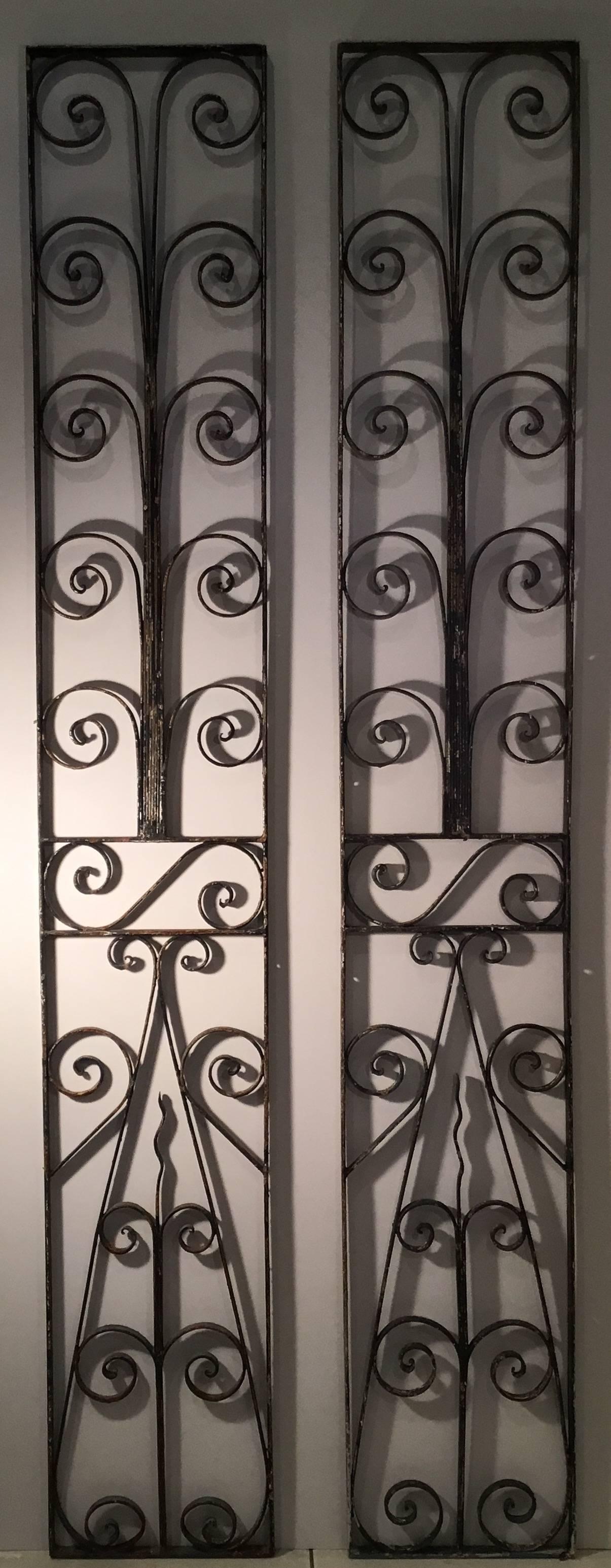 Pair of Large Architectural Iron Wall Hanging 1