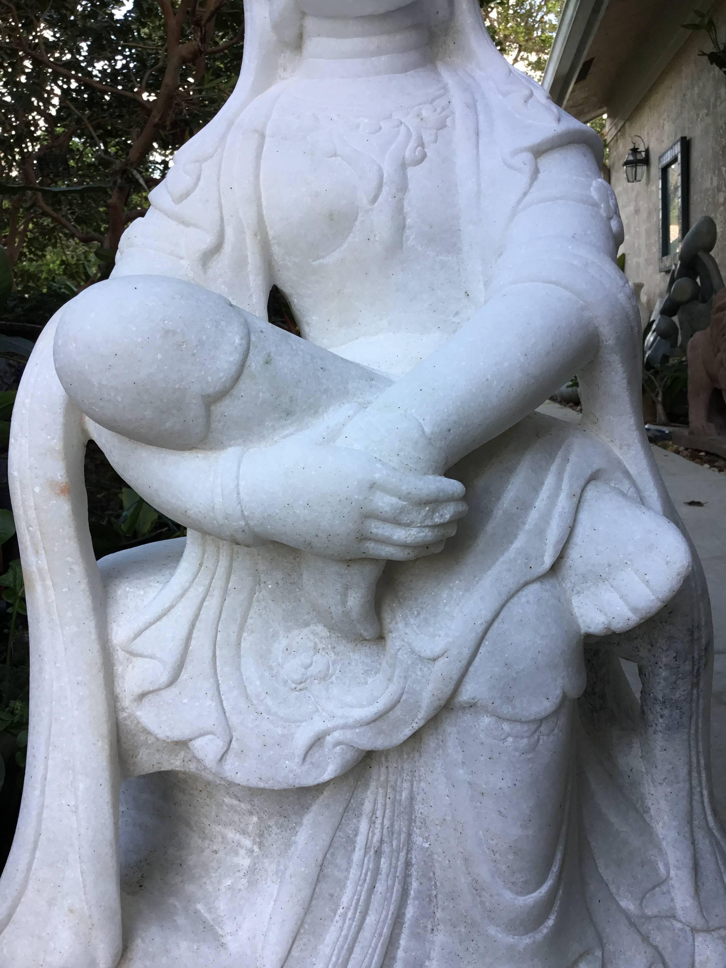 Exceptionally Large Marble Buddha In Excellent Condition In Delray Beach, FL
