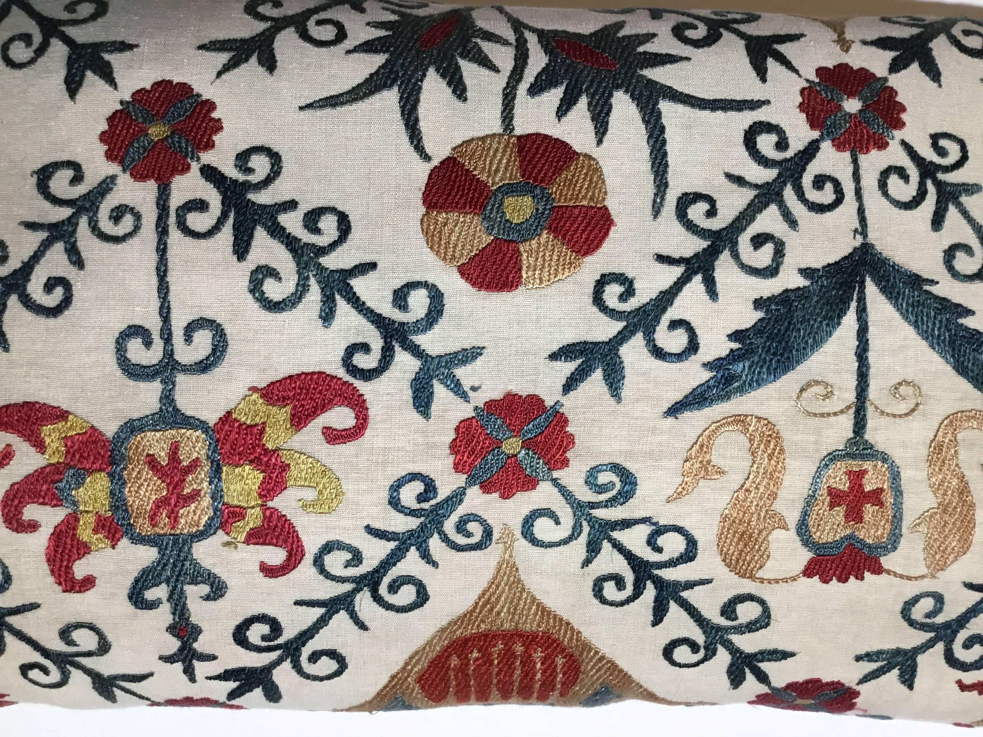 20th Century Vintage Silk Embroidery Suzani Pillow