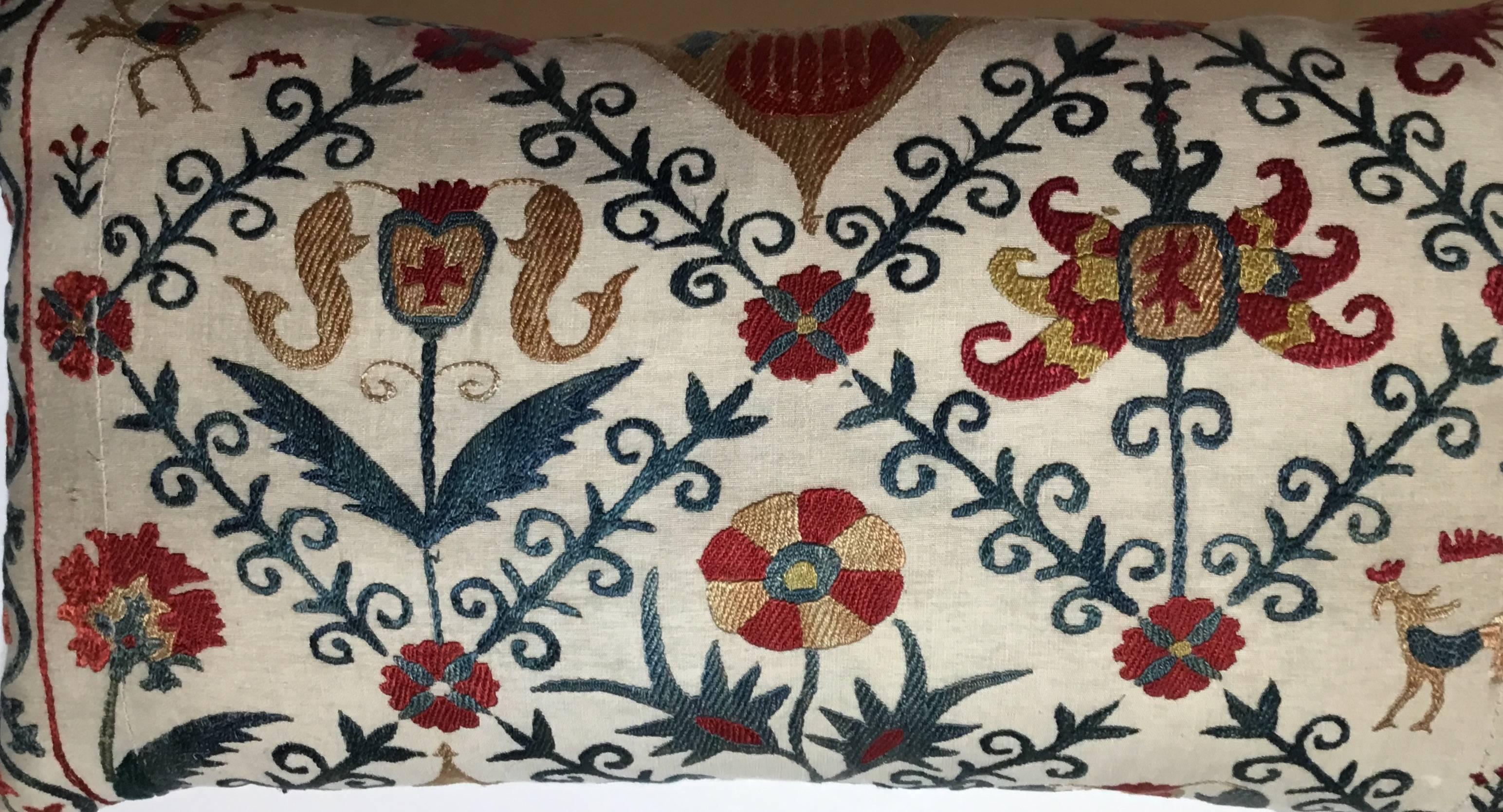 Vintage Silk Embroidery Suzani Pillow 1