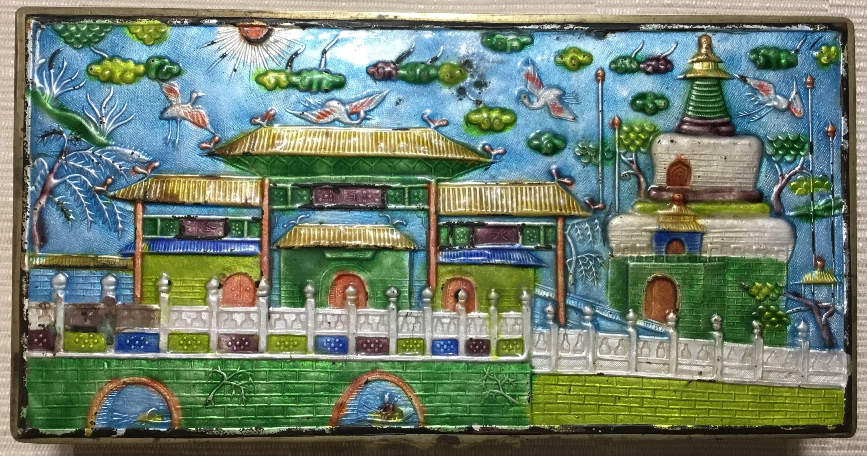 20th Century Vintage Enamel Chinese Jewelry Box