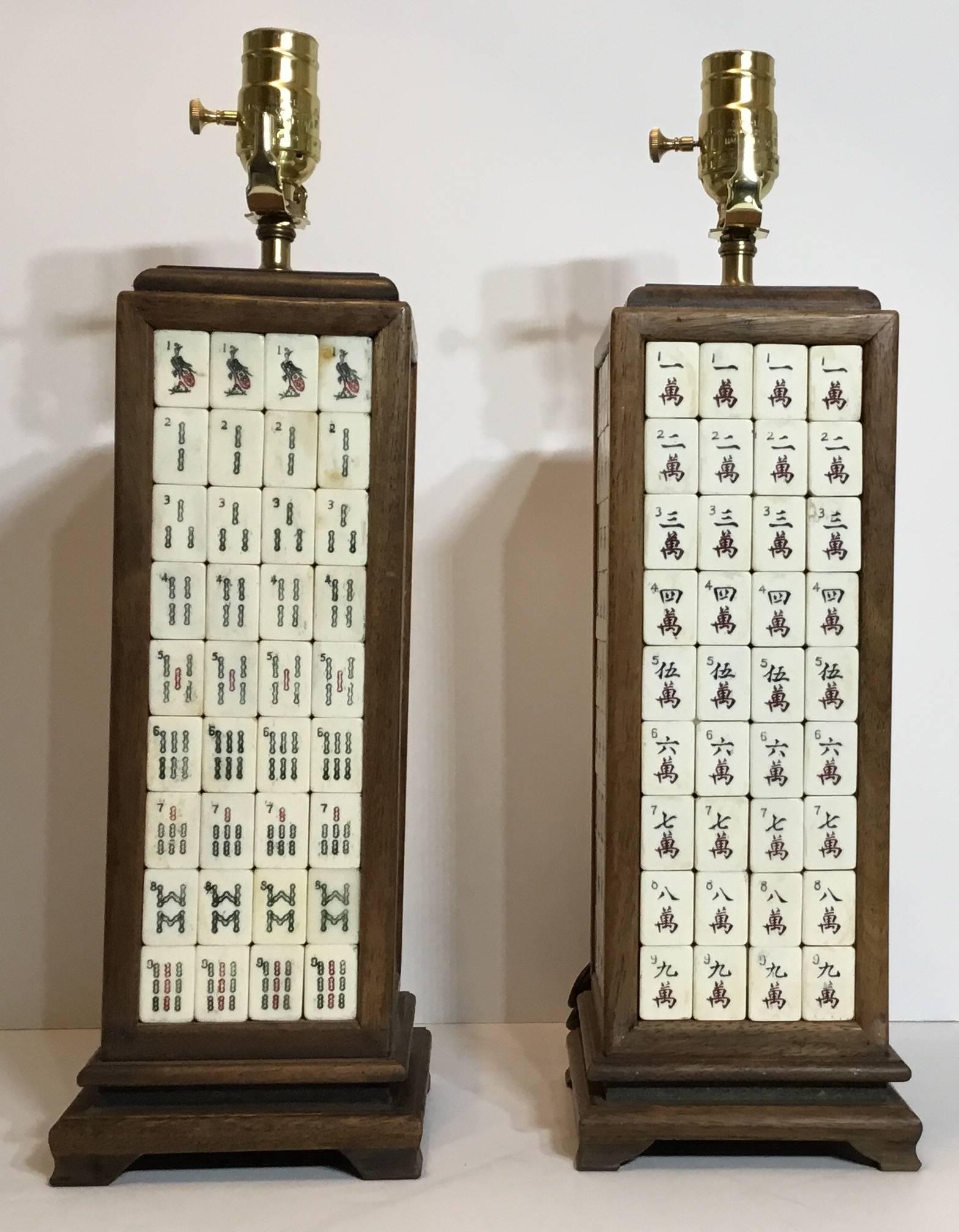 Pair of Vintage Mahjong Table Lamps 1