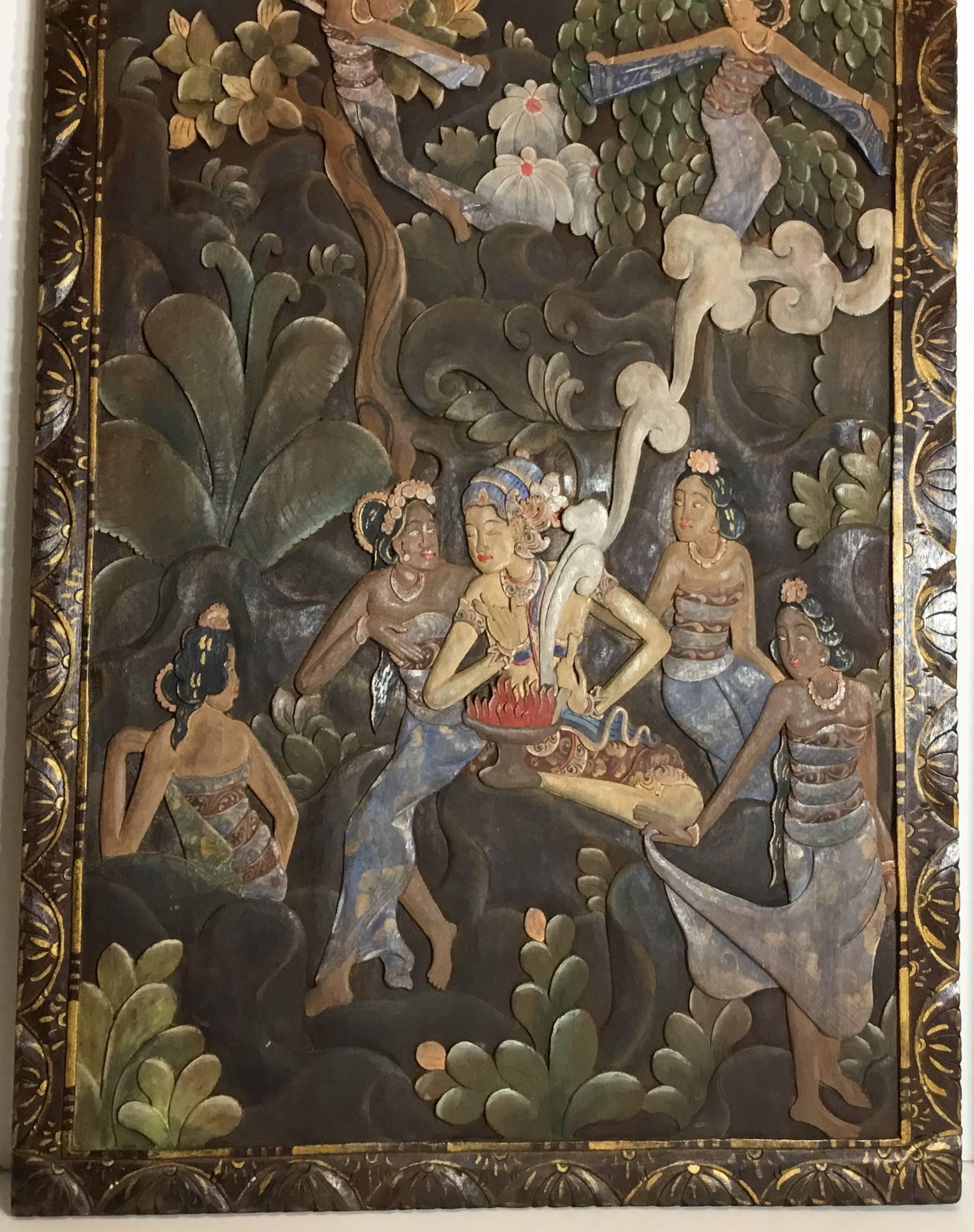 Folk Art Balinese Wood Carving, First Half of the 20th Century In Excellent Condition In Delray Beach, FL