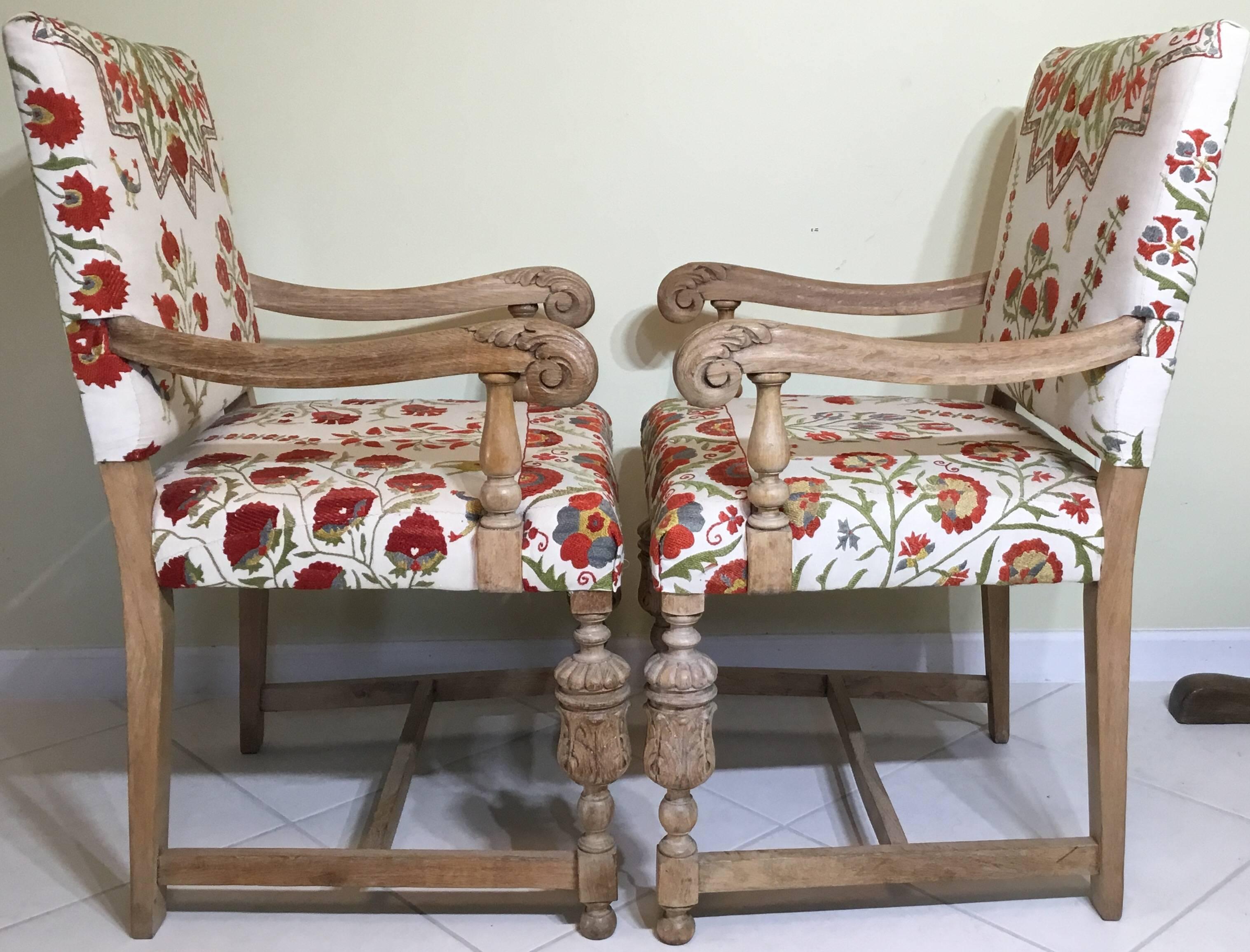 Pair of Antique Suzani Armchair 1