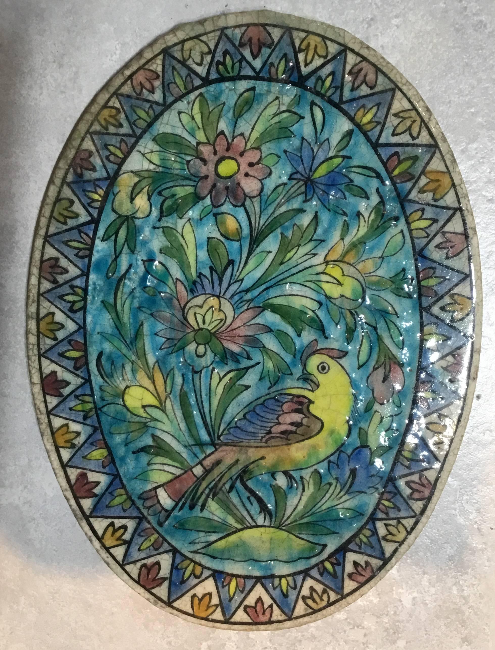 Vintage Persian Oval Ceramic Tile 3